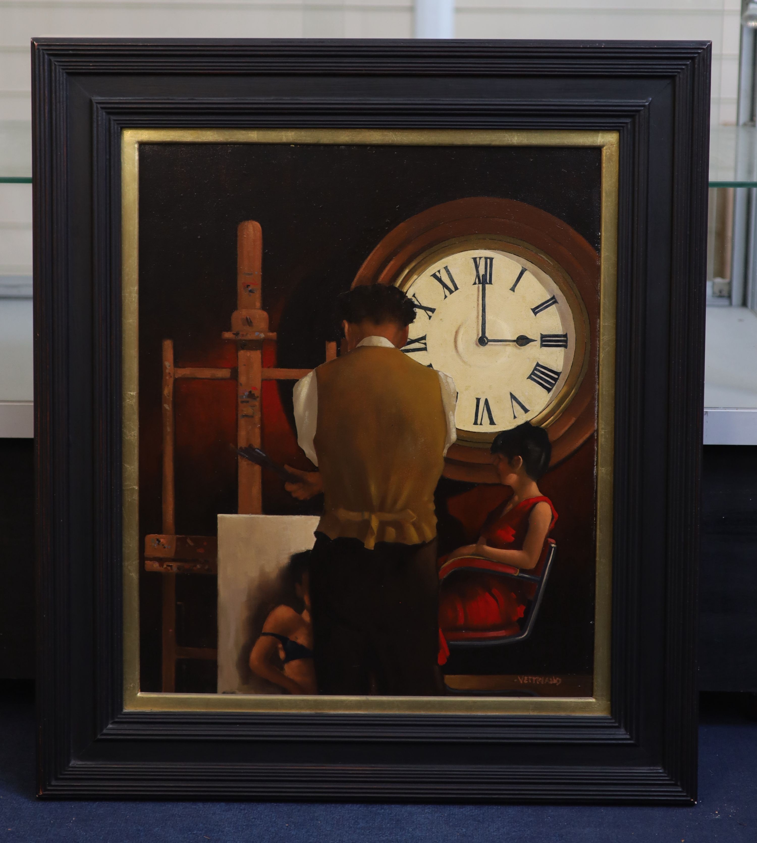 Jack Vettriano (1951-), 'The Critical Hour of 3am', oil on canvas, 61 x 50cm